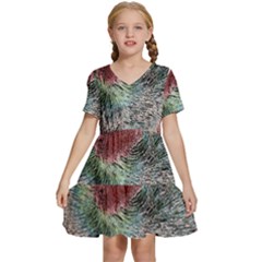 Design Pattern Scarf Gradient Kids  Short Sleeve Tiered Mini Dress by Vaneshop