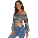 Design Pattern Scarf Gradient Long Sleeve Crinkled Weave Crop Top View2