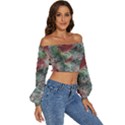 Design Pattern Scarf Gradient Long Sleeve Crinkled Weave Crop Top View3