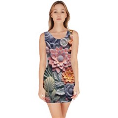 3d Flower Bloom Embossed Pattern Bodycon Dress by Vaneshop