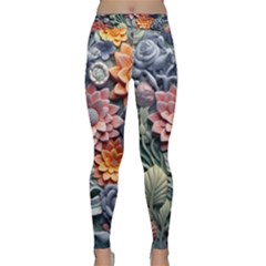 3d Flower Bloom Embossed Pattern Classic Yoga Leggings by Vaneshop