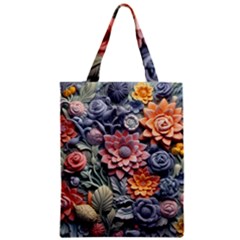 3d Flower Bloom Embossed Pattern Zipper Classic Tote Bag by Vaneshop