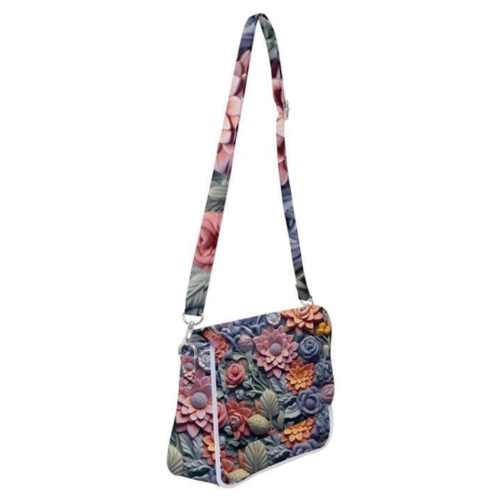 3d Flower Bloom Embossed Pattern Shoulder Bag with Back Zipper