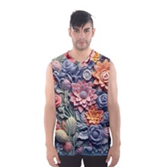 3d Flower Bloom Embossed Pattern Men s Basketball Tank Top by Vaneshop