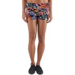 3d Flower Bloom Embossed Pattern Yoga Shorts by Vaneshop