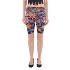 3d Flower Bloom Embossed Pattern Yoga Cropped Leggings by Vaneshop