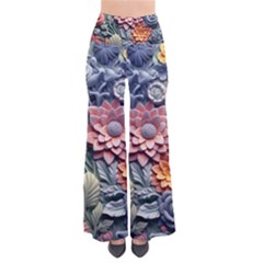 3d Flower Bloom Embossed Pattern So Vintage Palazzo Pants by Vaneshop