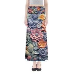 3d Flower Bloom Embossed Pattern Full Length Maxi Skirt by Vaneshop