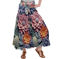 3d Flower Bloom Embossed Pattern Women s Satin Palazzo Pants by Vaneshop