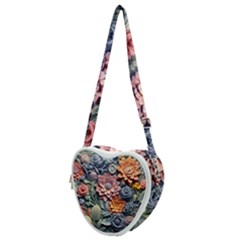 3d Flower Bloom Embossed Pattern Heart Shoulder Bag by Vaneshop