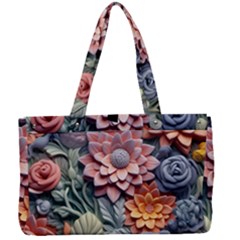 3d Flower Bloom Embossed Pattern Canvas Work Bag by Vaneshop