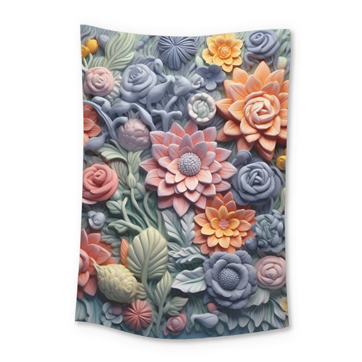 3d Flower Bloom Embossed Pattern Small Tapestry