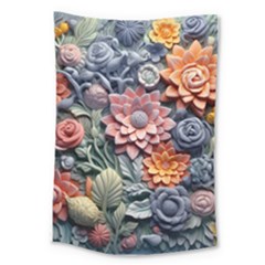 3d Flower Bloom Embossed Pattern Large Tapestry by Vaneshop