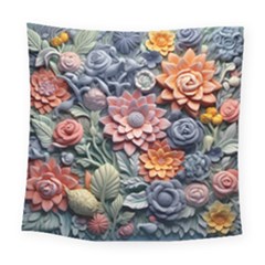 3d Flower Bloom Embossed Pattern Square Tapestry (large) by Vaneshop