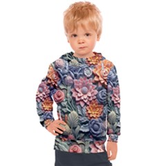 3d Flower Bloom Embossed Pattern Kids  Hooded Pullover by Vaneshop