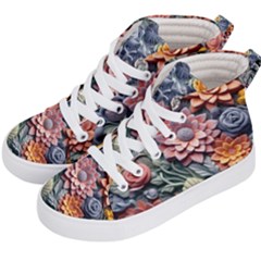 3d Flower Bloom Embossed Pattern Kids  Hi-top Skate Sneakers by Vaneshop