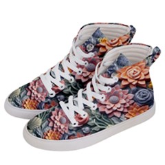 3d Flower Bloom Embossed Pattern Men s Hi-top Skate Sneakers by Vaneshop