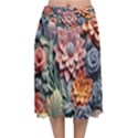 3d Flower Bloom Embossed Pattern Velvet Flared Midi Skirt View1