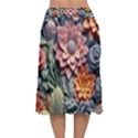 3d Flower Bloom Embossed Pattern Velvet Flared Midi Skirt View2