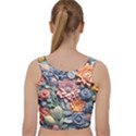 3d Flower Bloom Embossed Pattern Velvet Racer Back Crop Top View2