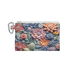 3d Flower Bloom Embossed Pattern Canvas Cosmetic Bag (small)