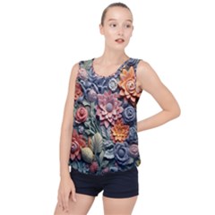 3d Flower Bloom Embossed Pattern Bubble Hem Chiffon Tank Top by Vaneshop