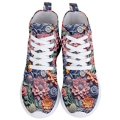 3d Flower Bloom Embossed Pattern Women s Lightweight High Top Sneakers by Vaneshop