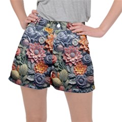 3d Flower Bloom Embossed Pattern Women s Ripstop Shorts by Vaneshop