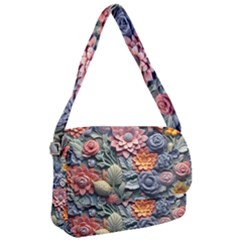 3d Flower Bloom Embossed Pattern Courier Bag by Vaneshop