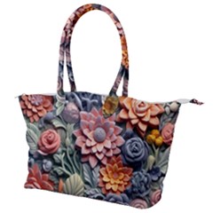 3d Flower Bloom Embossed Pattern Canvas Shoulder Bag by Vaneshop