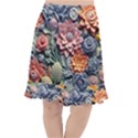 3d Flower Bloom Embossed Pattern Fishtail Chiffon Skirt View1