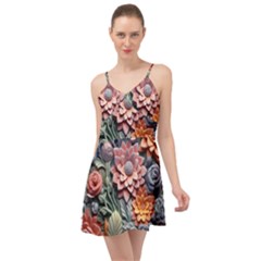 3d Flower Bloom Embossed Pattern Summer Time Chiffon Dress by Vaneshop