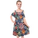 3d Flower Bloom Embossed Pattern Kids  Cut Out Shoulders Chiffon Dress View1