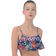 3d Flower Bloom Embossed Pattern Frill Bikini Top by Vaneshop