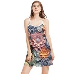 3d Flower Bloom Embossed Pattern Summer Frill Dress by Vaneshop