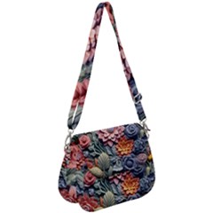 3d Flower Bloom Embossed Pattern Saddle Handbag by Vaneshop