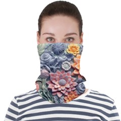 3d Flower Bloom Embossed Pattern Face Seamless Bandana (adult) by Vaneshop