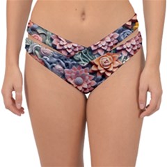 3d Flower Bloom Embossed Pattern Double Strap Halter Bikini Bottoms by Vaneshop