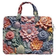 3d Flower Bloom Embossed Pattern Macbook Pro 13  Double Pocket Laptop Bag by Vaneshop