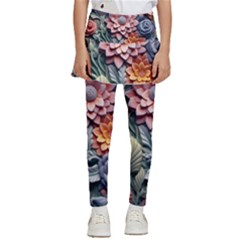 3d Flower Bloom Embossed Pattern Kids  Skirted Pants by Vaneshop