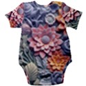 3d Flower Bloom Embossed Pattern Baby Short Sleeve Bodysuit View2