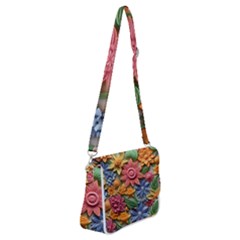 Flower Bloom Embossed Pattern Shoulder Bag With Back Zipper by Vaneshop