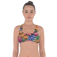 Flower Bloom Embossed Pattern Got No Strings Sports Bra by Vaneshop