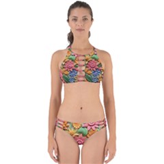 Flower Bloom Embossed Pattern Perfectly Cut Out Bikini Set by Vaneshop