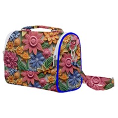 Flower Bloom Embossed Pattern Satchel Shoulder Bag by Vaneshop