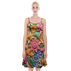 Flower Bloom Embossed Pattern Spaghetti Strap Velvet Dress by Vaneshop