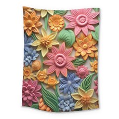 Flower Bloom Embossed Pattern Medium Tapestry by Vaneshop