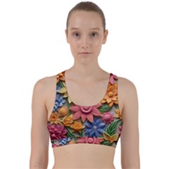 Flower Bloom Embossed Pattern Back Weave Sports Bra by Vaneshop