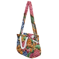 Flower Bloom Embossed Pattern Rope Handles Shoulder Strap Bag by Vaneshop