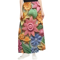 Flower Bloom Embossed Pattern Maxi Chiffon Skirt by Vaneshop